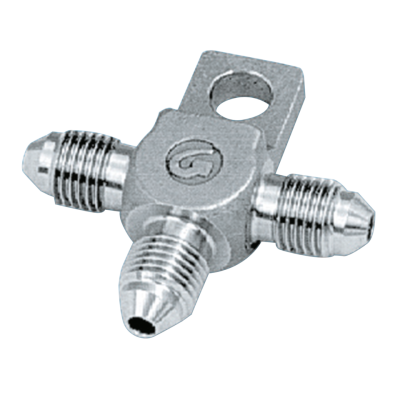 Brakeline Tee 3/8 UNF w/mnt tab st (GB)