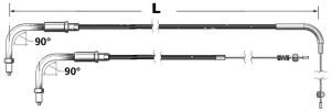 Throttle cable black HSR96-up LN=39" (GB)