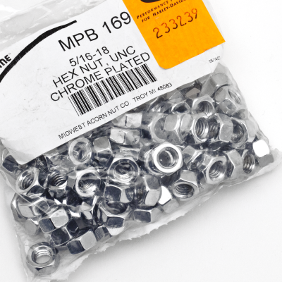 100pck Chrome hex nut 5/16-18 UNC (GB)