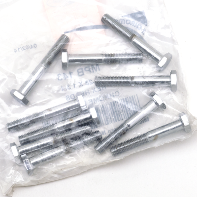 10pck Chrome hex screws 1/4-28x1-3/4
