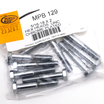 10pck Chrome hex head screws 5/16-18x2 (GB)