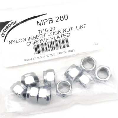 10pck Chrome nylock nuts 7/16-20 UNF (GB)