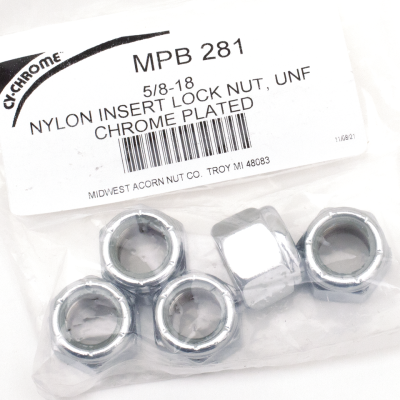 5pck Chrome nylock nuts 5/8-18 UNF (GB)