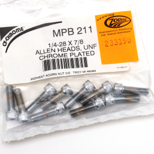 10pck Chrome allen screws 1/4-28x7/8 (GB)