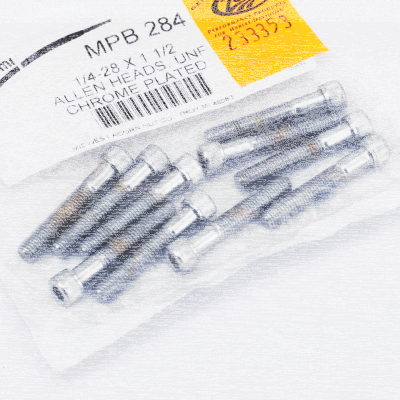 10pck Chrome allen screws 1/4-28x1-1/2" (GB)