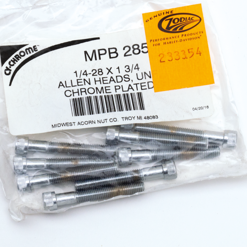 10pck Chrome allen screws 1/4-28x1-3 (GB)