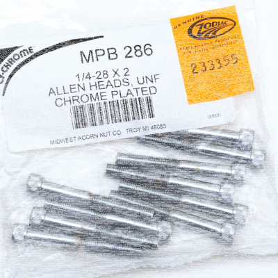 10pck Chrome allen screws 1/4-28x2 (GB)
