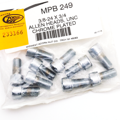 10pck Chrome allen screws 3/8-24x0.750 (GB)