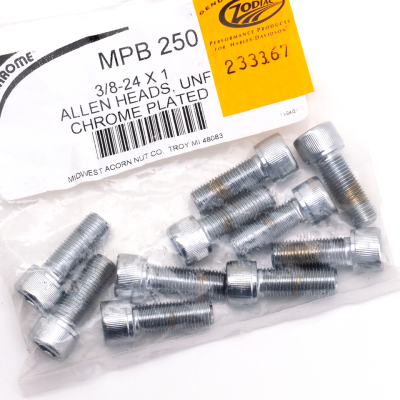 10pck Chrome allen screws 3/8-24x1.000 (GB)
