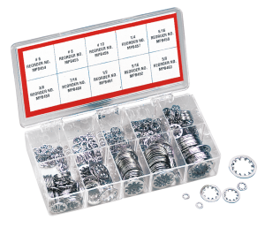Assort. tray chrome plated int. lockwash (GB)