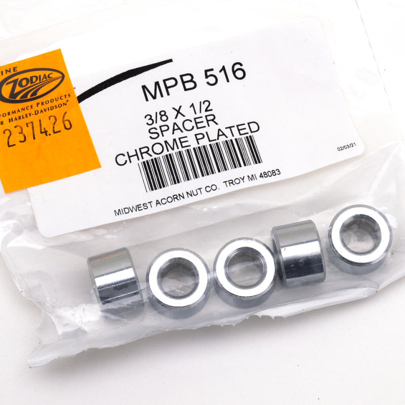 5pck Spacers 3/8"Ix3/4"Ox1/2"L chrome (GB)