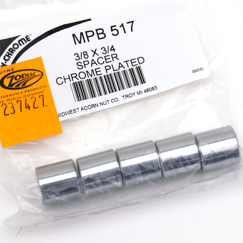 5pck Spacers 3/8"Ix3/4"Ox3/4"L chrome (GB)