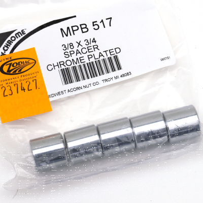 5pck Spacers 3/8"Ix3/4"Ox3/4"L chrome (GB)