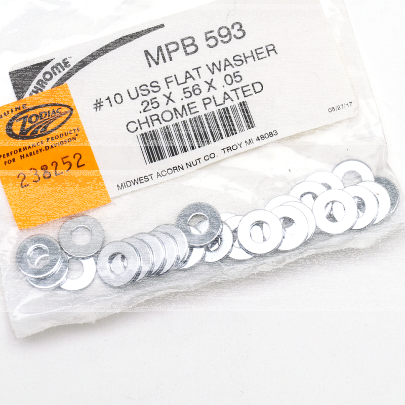 25pck Flat washers #10 X .56" USS (GB)
