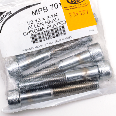 5pck Chrome Allen screws 1/2-13x3 1/4"