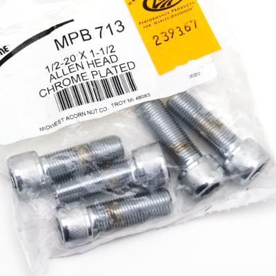 5pck Chrome Allen screws 1/2-20x1 1/2"