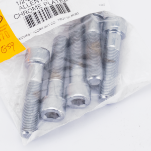 5pck Chrome Allen screws 1/2-20x2 1/4"