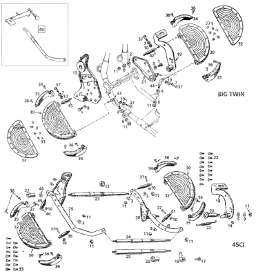 Rod+nut front footboard 45CI38-52 white (GB)