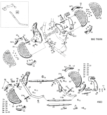 Rod, rear footboard 45CI32-50 White (GB)