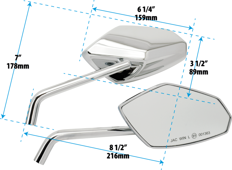 GZP Chr Deluxe Street Rod mirrorset (GB)