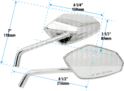GZP Chr Deluxe Street Rod mirrorset (GB)