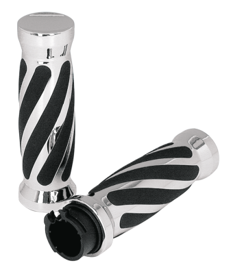 GZP Swirl style grips Chrome dual cable (GB)
