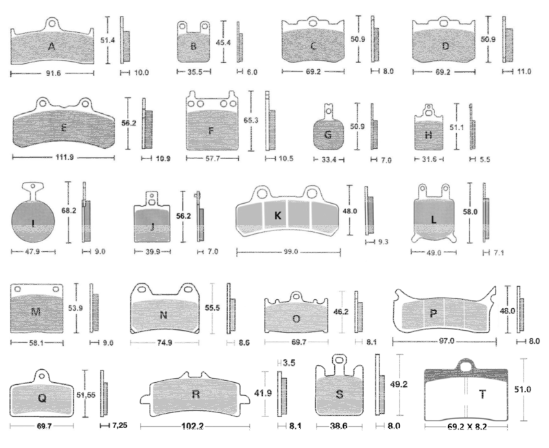 Brakepads Billet Mini-6 (1 of 3 sets rq) (GB)