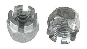 2 Nuts 3/8"-24x15/32"x9/16" hex casteled (GB)