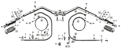 Bolts (2) white handlebar (6033-30 old) (GB)