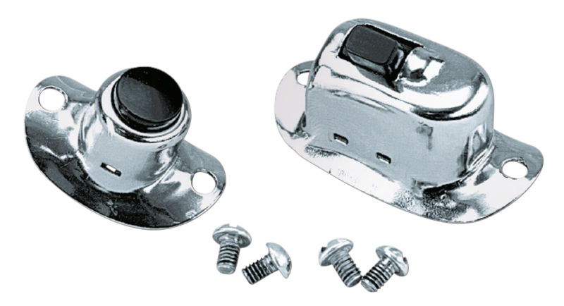 Chrome handlebar horn switch, pre-wired (GB)