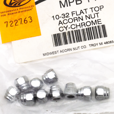10Pck 10-32 Flat Top Acorn Nut (GB)