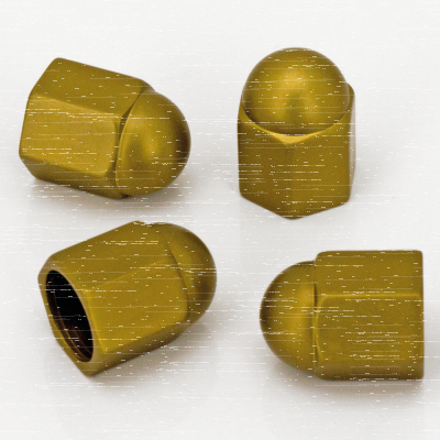 4Pck AcornNut Design Valve Stem Cap Gold (GB)
