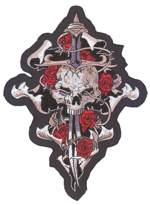 Small Skull dagger and rose patch