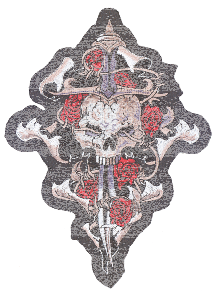 Small Skull dagger and rose patch (GB)