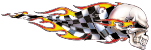Checkered skull right decal 2.6"x7.53" (GB)