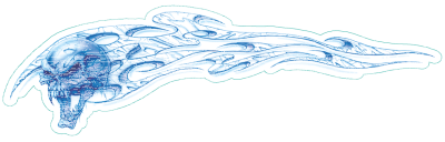 Blue skull right decal 2 5/8"x8" (GB)