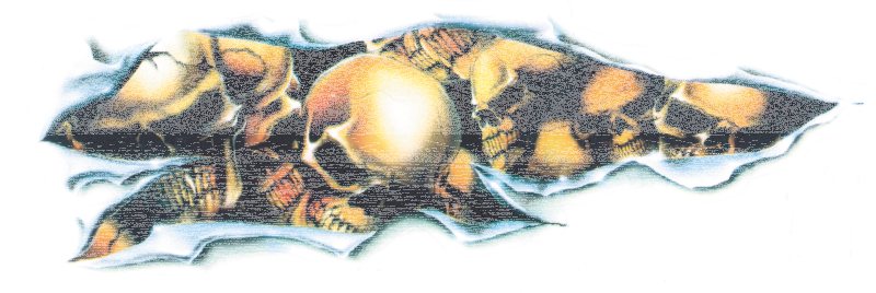 Skull shread left decal 2 3/4"x8 1/8" (GB)
