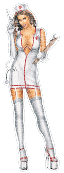 Naughty Nurse babe decal 2.75"x8.22" (GB)