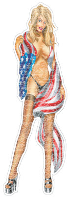 USA flag babe decal 2.75"x8.3" (GB)