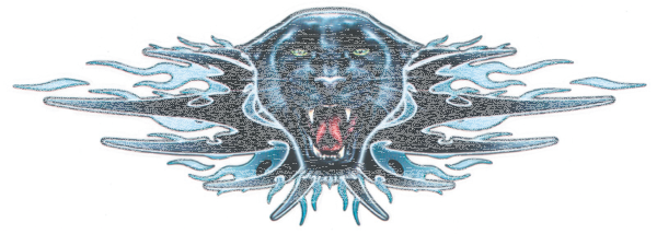 Panther Attack decal 2 5/8"x7.5" (GB)