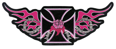 Pink Iron Cross patch 12.25"x5"