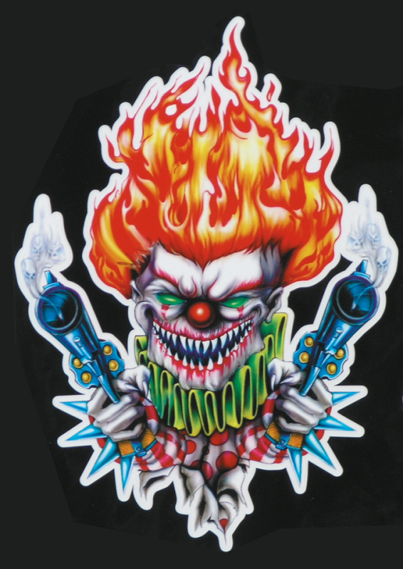 Gun Toting Clown decal 7.33"x10.39" (GB)
