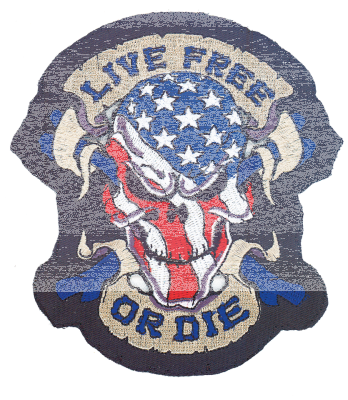 LIVE FREE OR DIE USA SKULL 11"X11,5" (GB)