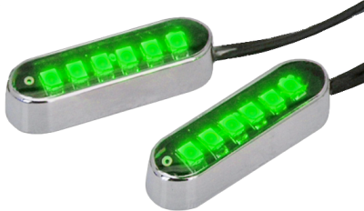 Cyron Convex 6 LED Chrome Green pair