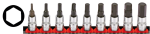 1/4" Socketbitset Hex metric 9Pc on rail