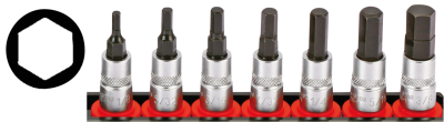 1/4" Socketbitset Hex inch sizes 7pc on (GB)