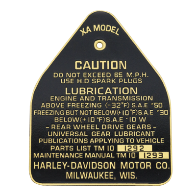 cautionplate brass, XA models (GB)