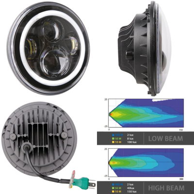 LED 7" HALO Headlight Unit Style 3 (GB)