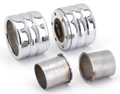 MCJ End Caps Race 90 Striped Chrome (GB)