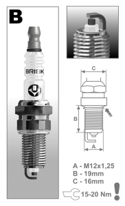 4PCK Brisk BR14YC Spark Plug (GB)